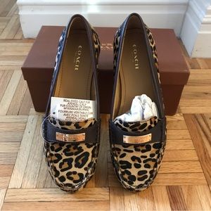 Coach Leopard Print Calf Hair Loafers in Brown and Black
